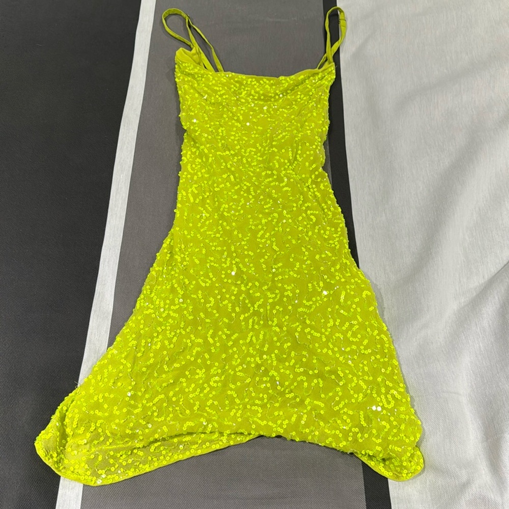 Show Me Your MuMu Lime Sequin Mini Dress